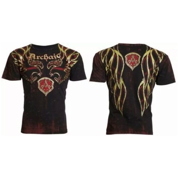 Archaic Affliction Men's T-Shirt RIDE IT Crewneck Biker Tattoo Black - Picture 2 of 5